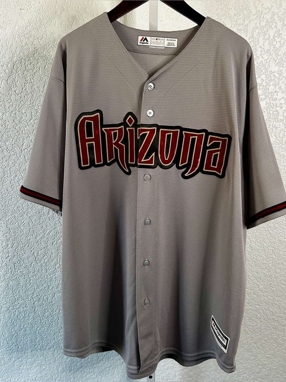 109. Majestic Arizona Grey Button-Up Baseball Jersey